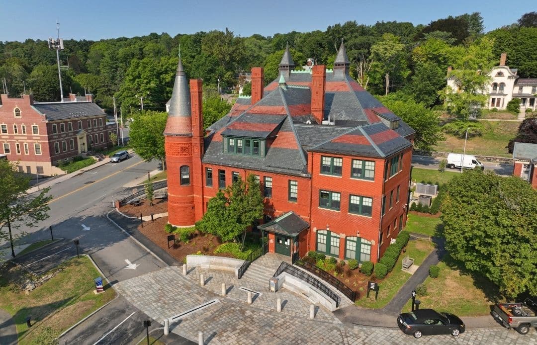 Belmont MA Car Service Town Hall Aerial View