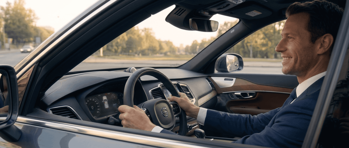 LUXY partner driver at the wheel of a black car