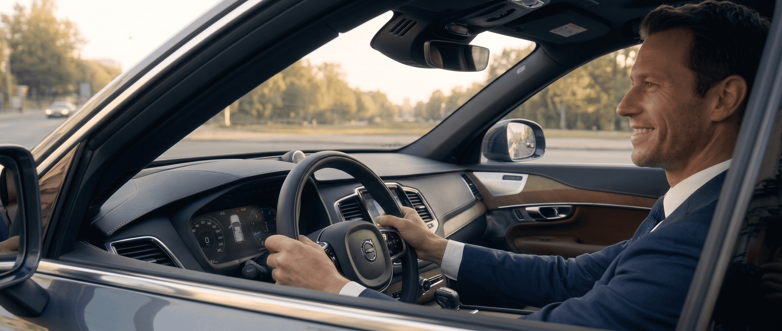 LUXY partner driver at the wheel of a black car