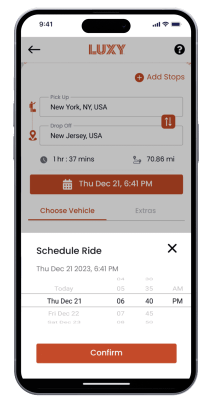 LUXY app screen
