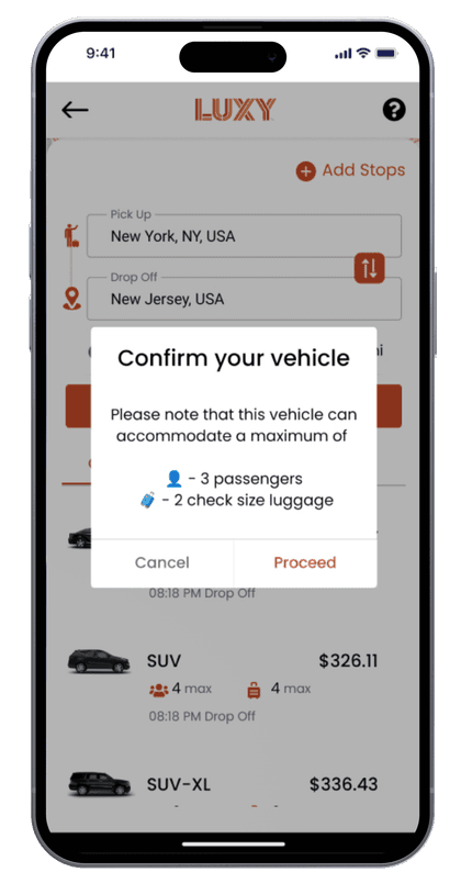 LUXY app screen