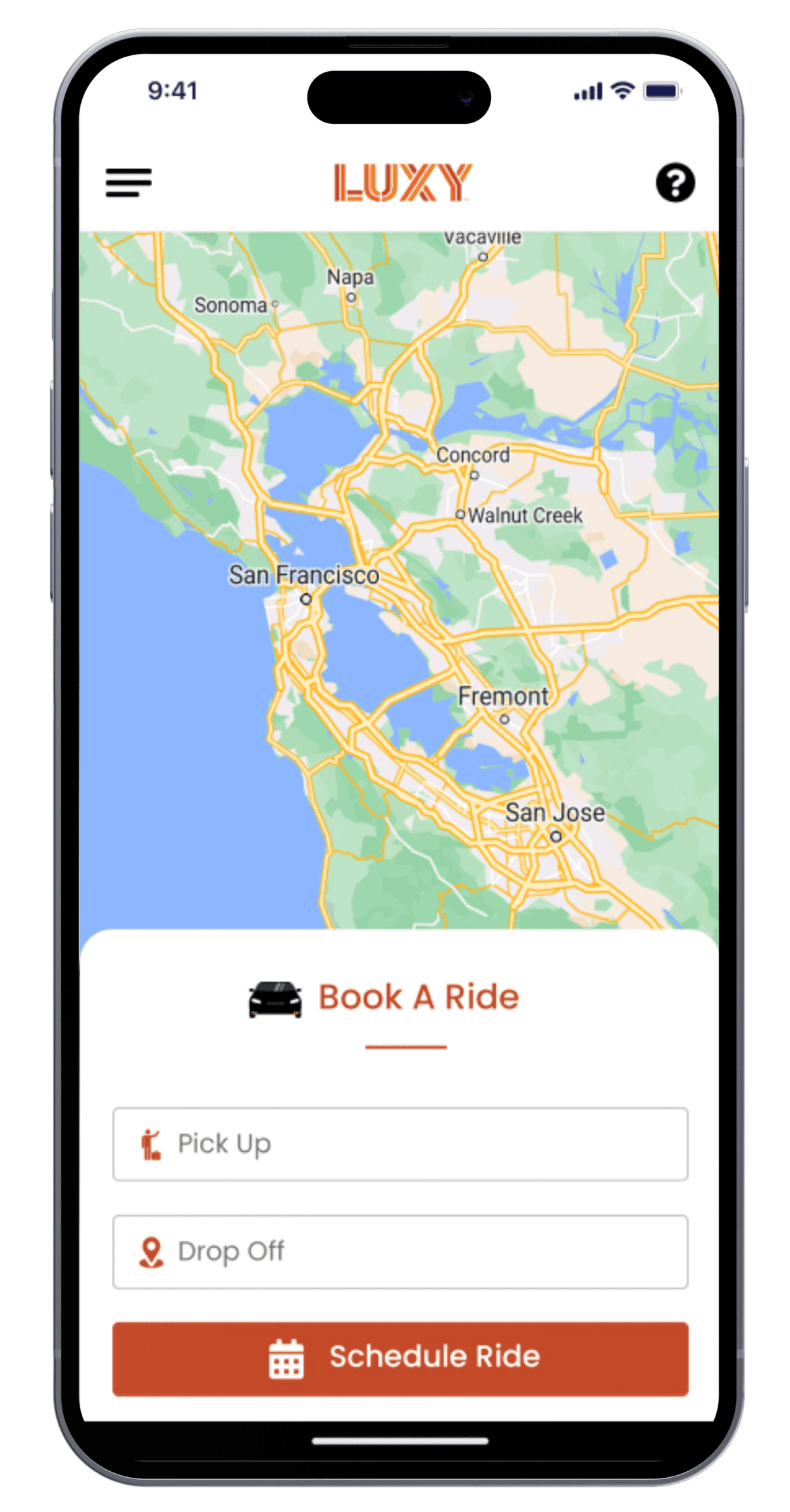 LUXY driver app trip overview screen