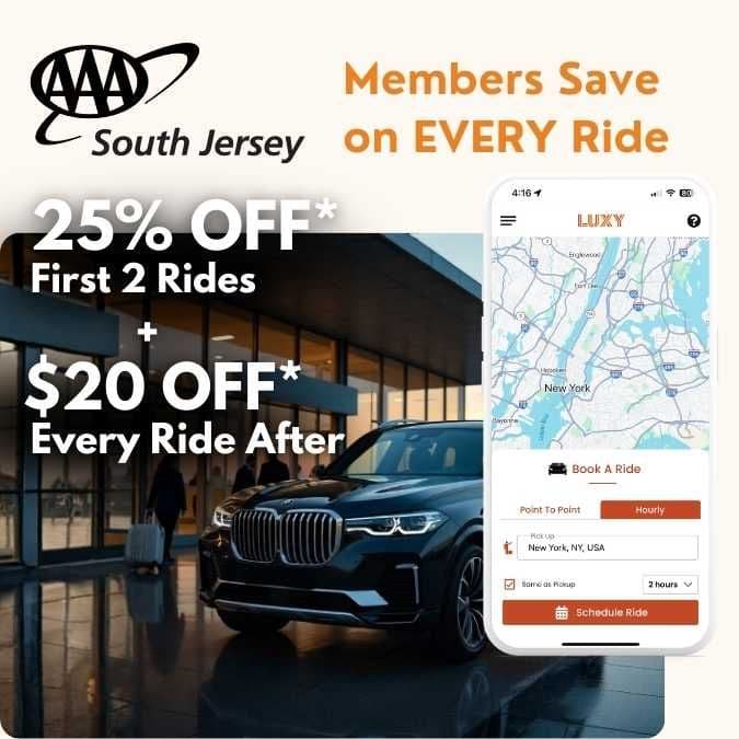 AAA South Jersey Member LUXY Ride Benefits mobile.