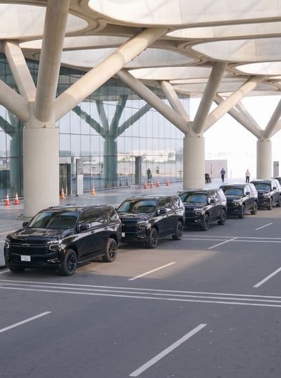 Black Car Lined up Group Vertical