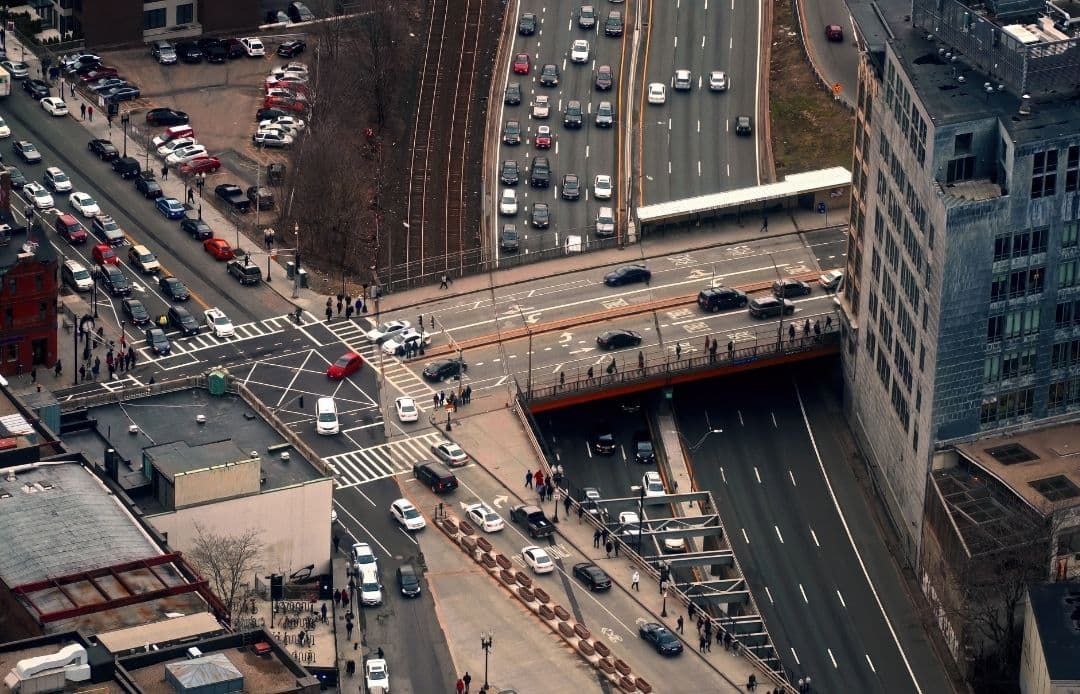 Boston Black Car vs Rideshare Boston Traffic Aerial View