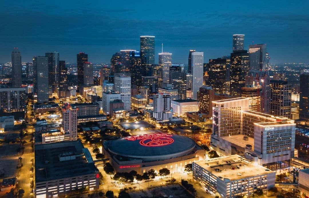Car Service to Port of Galveston Downtown Houston Aerial View