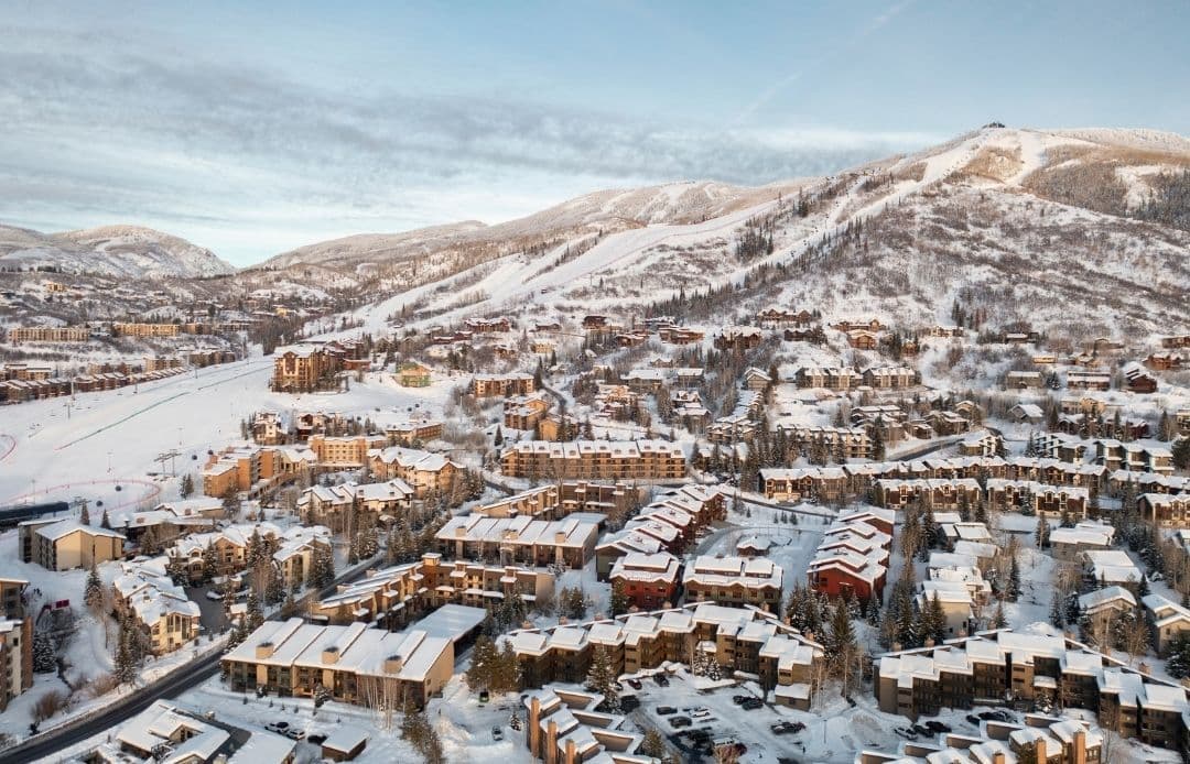 DEN Airport to Steamboat Springs Car Service Aerial View of Housing and Mountain