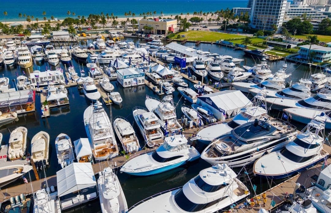 Fall 2026 Boat Show Transportation Guide Aerial View of Show