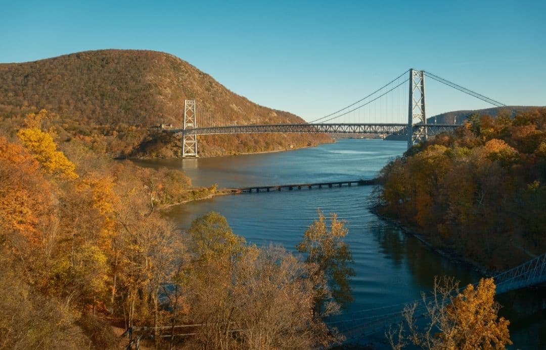 Hudson Valley Fall Car Service 2026 View of Bear Mountain Bridge