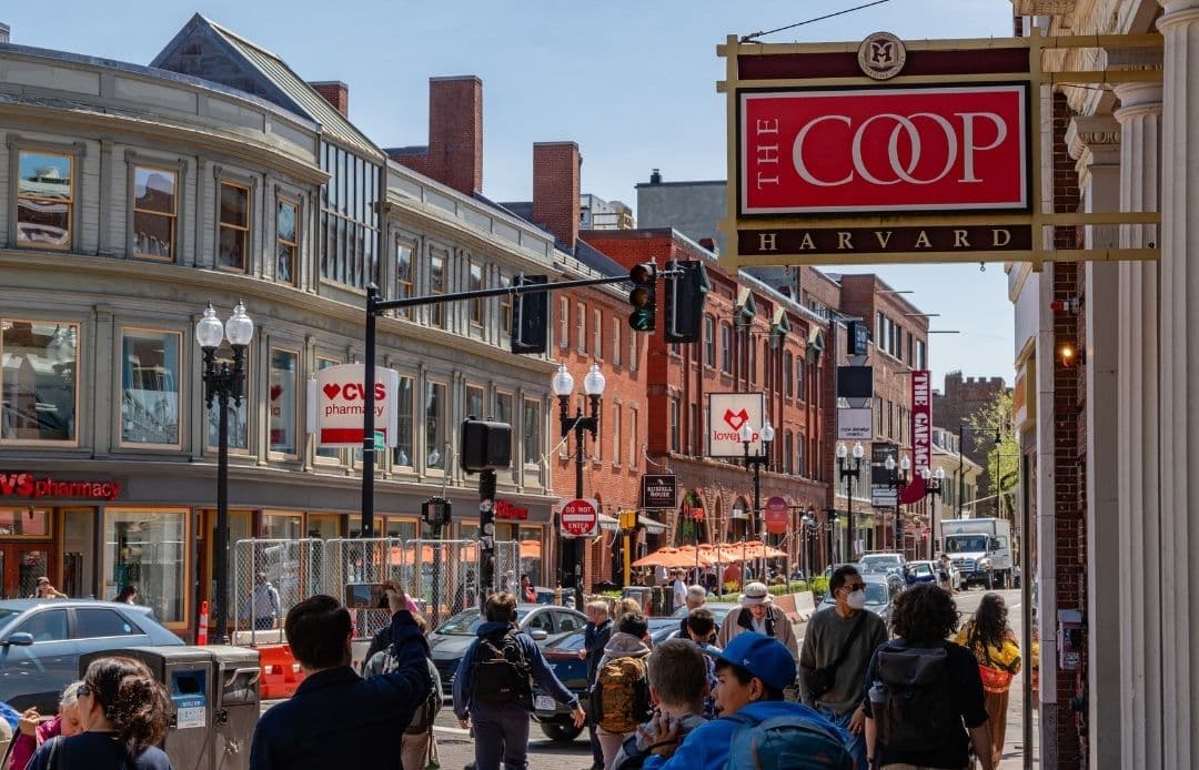 Logan Airport to Harvard Square Car Service Busy Harvard Square Crowd
