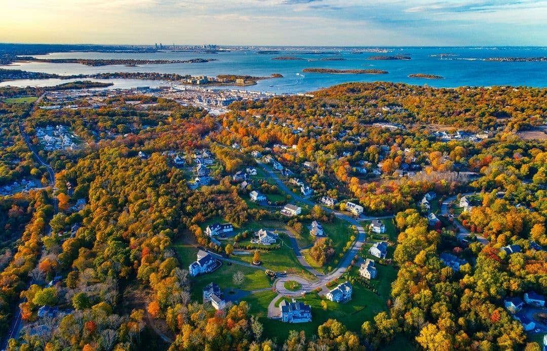 Logan Airport to Hingham Car Service Aerial View of Hingham and Boston Harbor