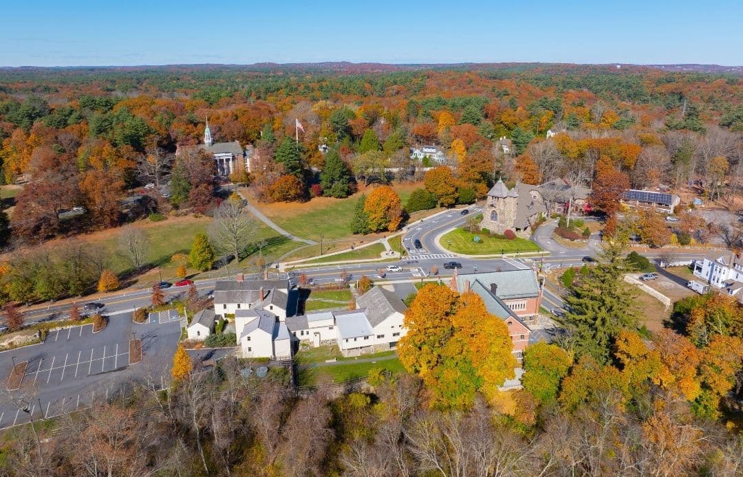 Logan Airport to Weston Car Service Weston Town Aerial View