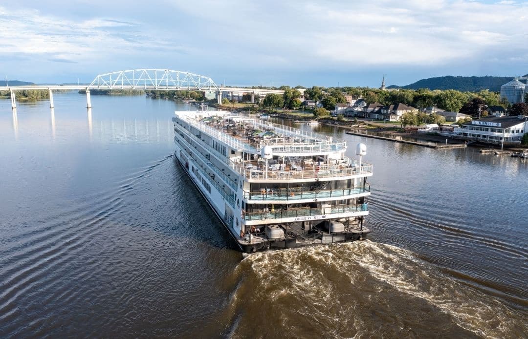 Parking for American Cruise Lines in Memphis Aerial View of Ship in Water