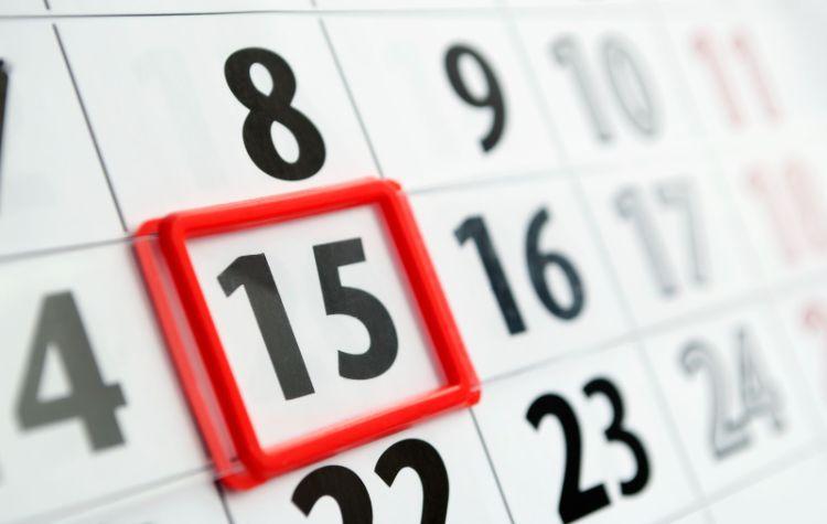 A calendar highlighting the 15th day