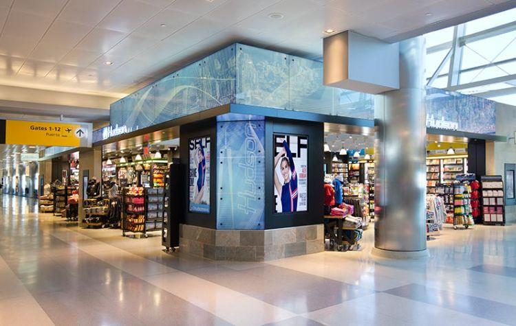 A view of a store inside an airport