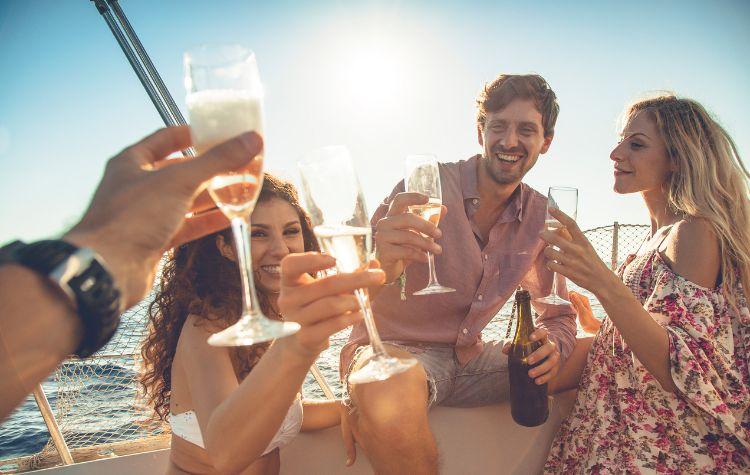 A yacht party having drinks
