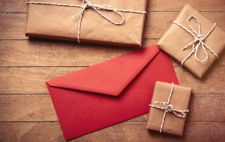 An envelope and gifts