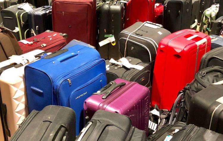 Crowded luggage at an airport