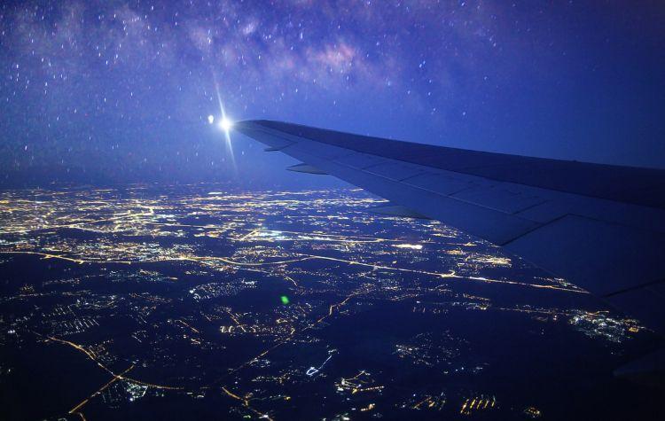 Plane flying at night
