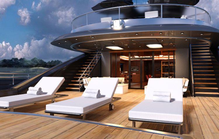 The elegant and inviting deck of a luxury yacht charter